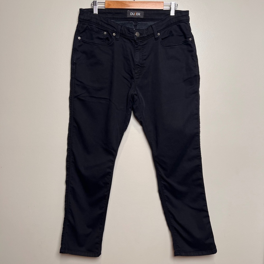 DU/ER N2X Relaxed Fit Pants Mens 34x30 Black 5-Pocket Stretch Tapered